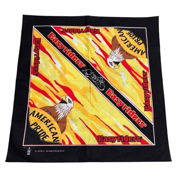Vintage 80s 90s Easyriders Eagle Multicolor Made in USA Biker Bandana - Picture 1 of 4